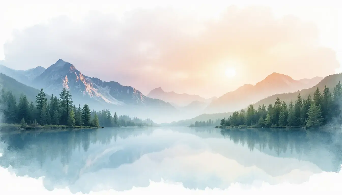 Горное озеро на рассвете — спокойный пейзаж