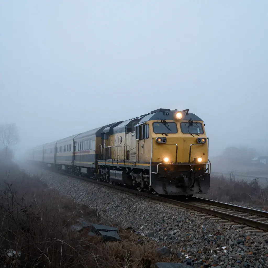 Поезд в тумане — мощь железных дорог