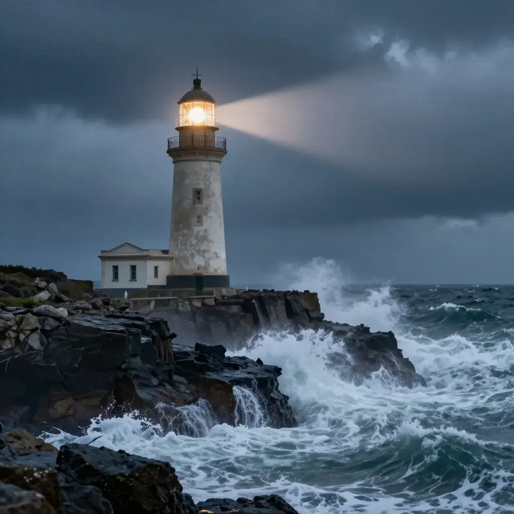 Маяк у бурного моря — свет среди шторма
