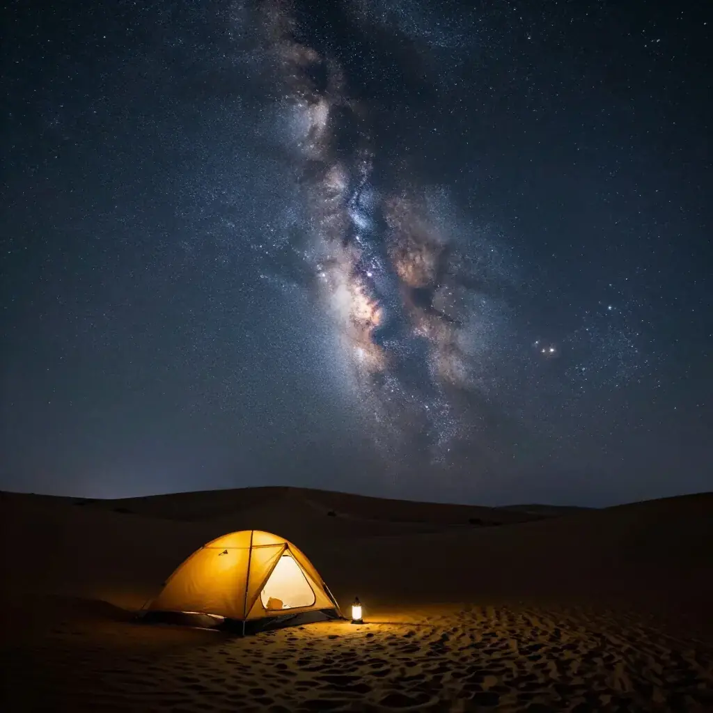 Млечный Путь над пустыней — ночное небо и тишина